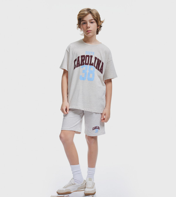 Koton Herren Shorts Mit Slogan-Print - Slim Fit Mit Drawstring & Taschen