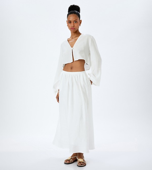 Flared Elastic Waist Maxi Skirt