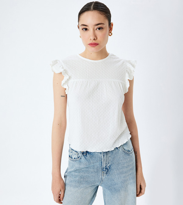 Solid Flutter Sleeves Top