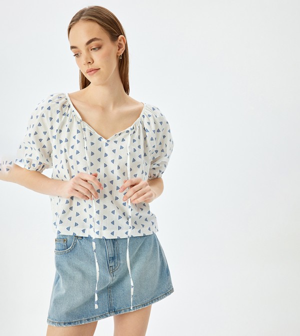 Printed Puff Sleeves Top