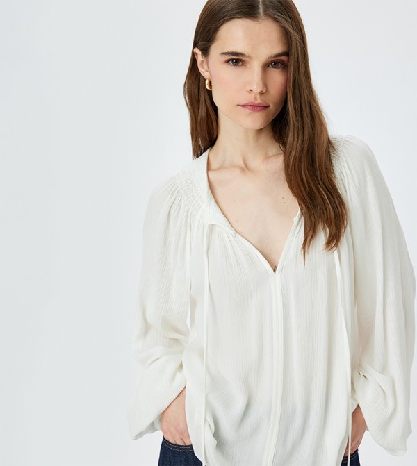Textured Long Sleeves Viscose Top