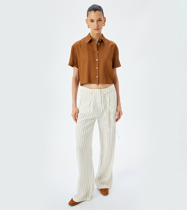 Solid Short Sleeves Viscose Crop Shirt