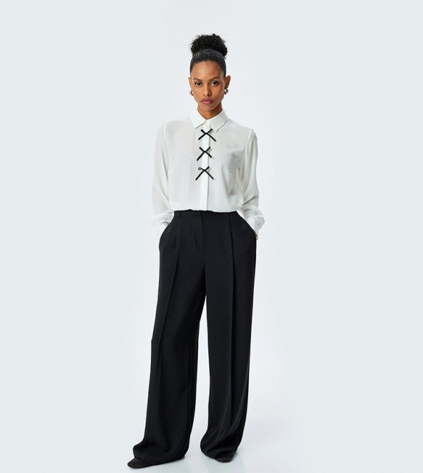 Bow Detail Long Sleeves Shirt