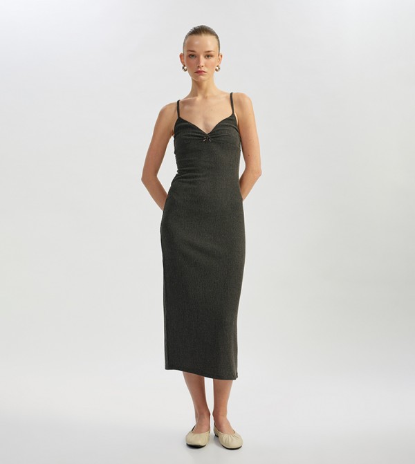 Thin Strapped Pencil Midi Dress