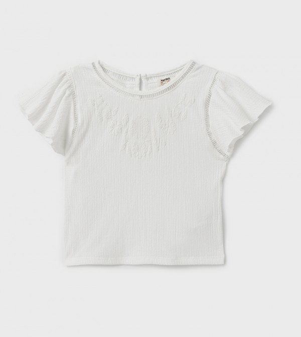 Textured Flutter Sleeves Top
