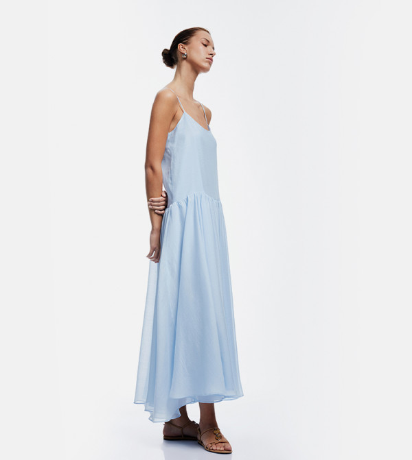 Solid Strappy Flared Maxi Dress