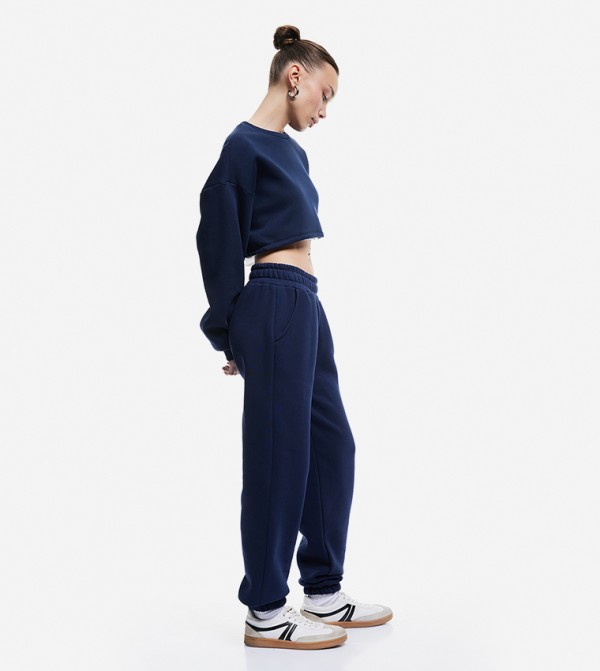 Solid Elastic Waist Joggers