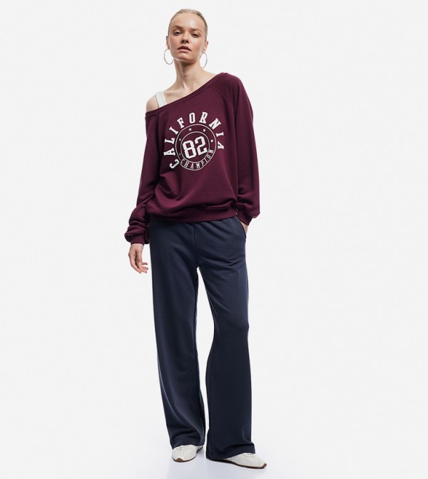 Elastic Waist Flared Sweatpants