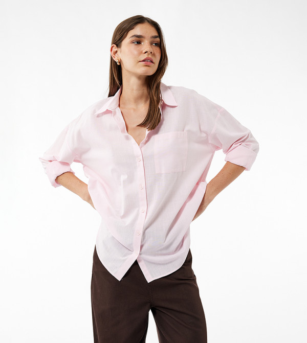 Pocket Detail Long Sleeves Oversized Shirt