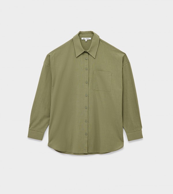 Solid Long Sleeves Oversized Shirt