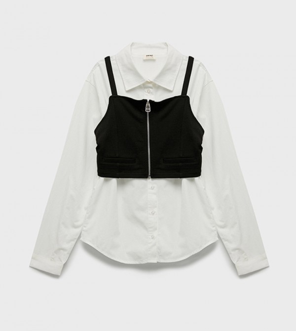 Solid Vest Detail Shirt