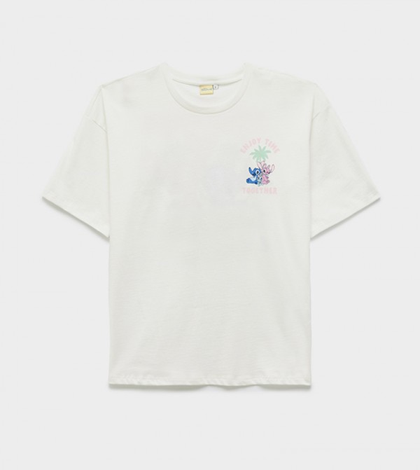 Stitch Printed Short Sleeves Oversized T-Shirt