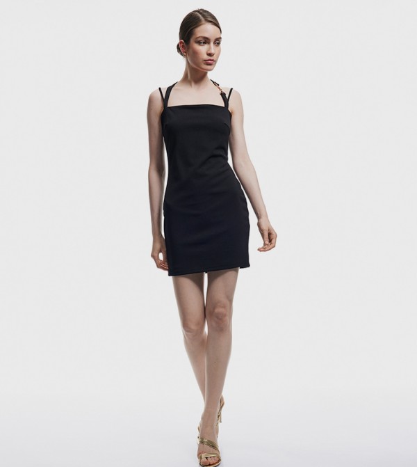 Solid Halterneck Mini Dress