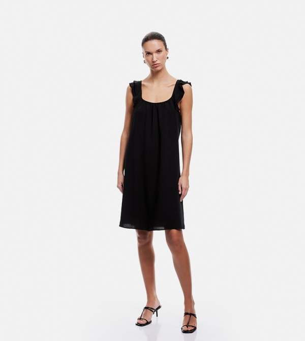 Solid Ruffle Strappy Mini Dress