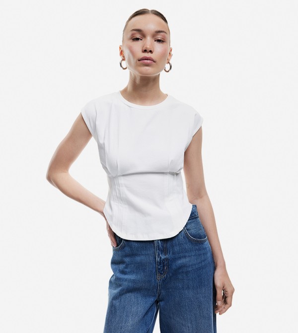 Seam Detail Cap Sleeves Top