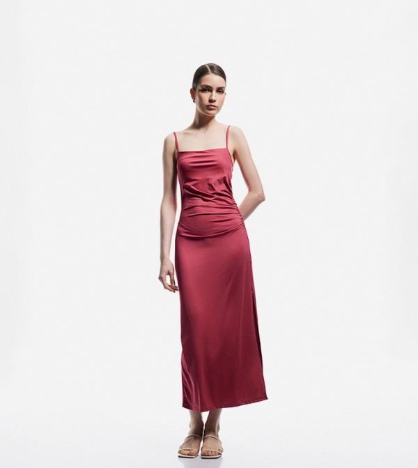 Solid Strappy Maxi Column Dress