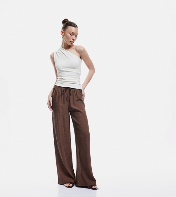 Drawstring Waist Wide Leg Pants