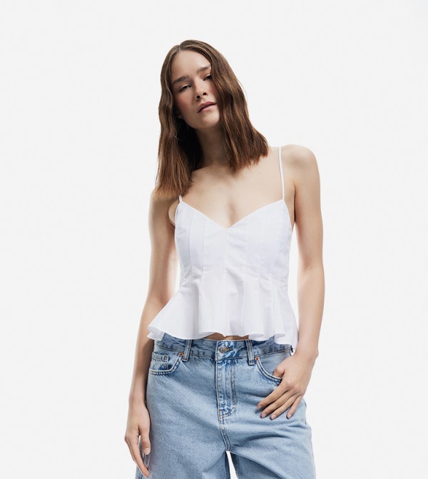 Solid Strappy Crop Top