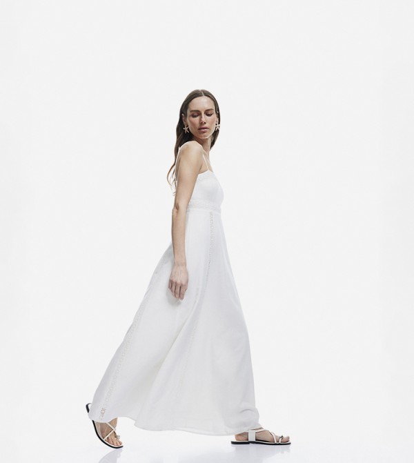 Lace Trim Strappy Maxi Dress