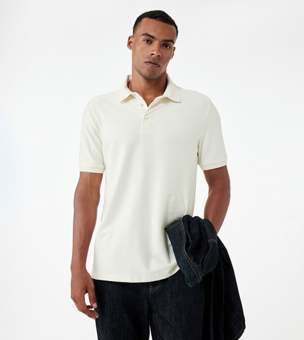 Ribbed Short Sleeves Polo T-Shirt
