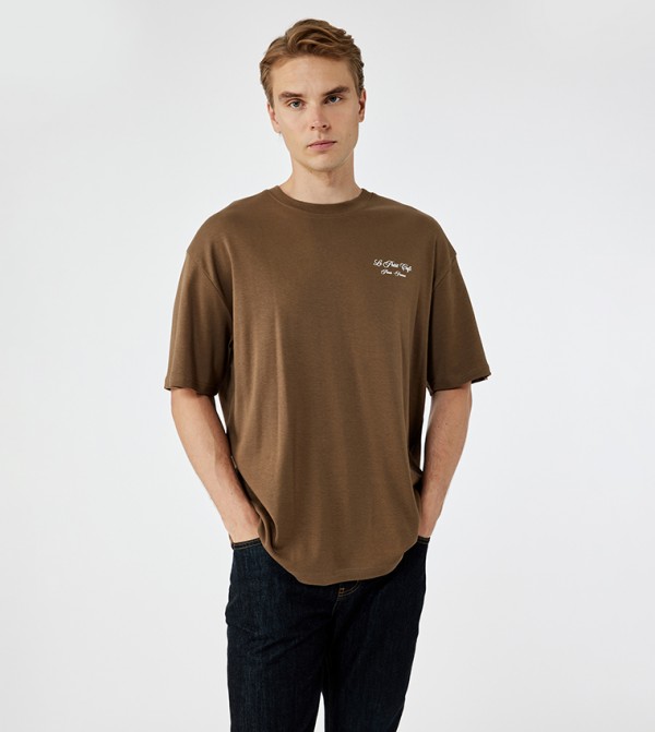 Printed Back Crew Neck Oversized T-Shirt