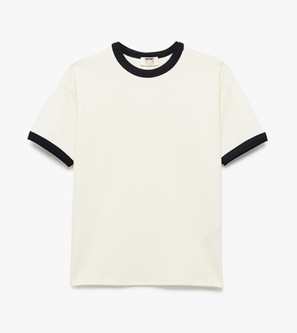 Contrast Detail Crew Neck Oversized T-Shirt