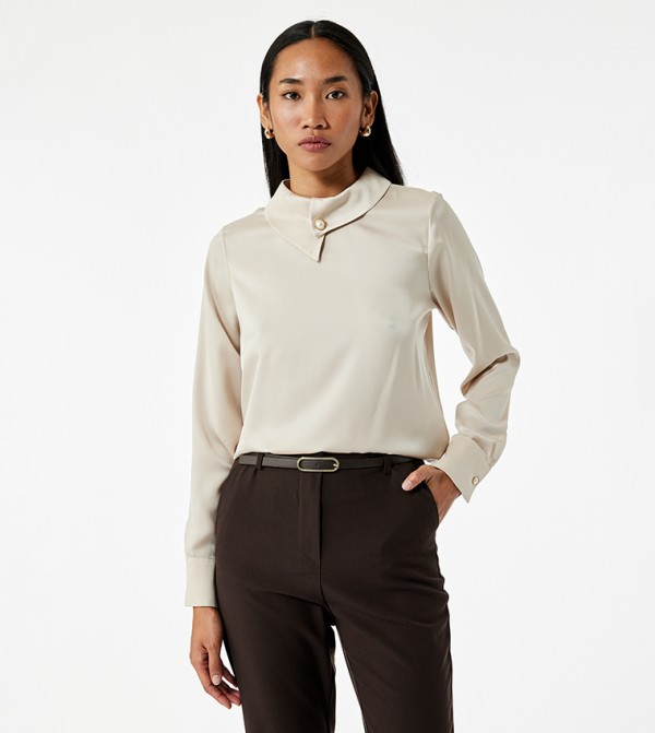 Button Detail Long Sleeves Top