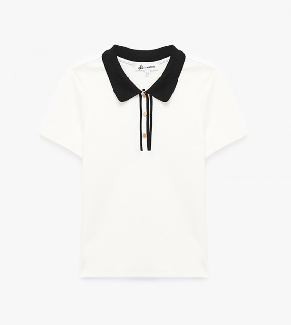Contrast Trim Short Sleeves Polo T-Shirt