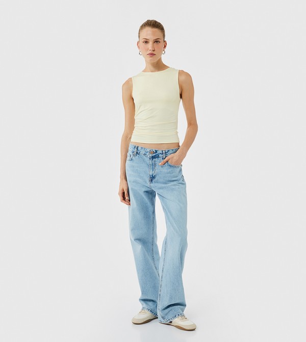 Ruched Sleeveless Crop Top