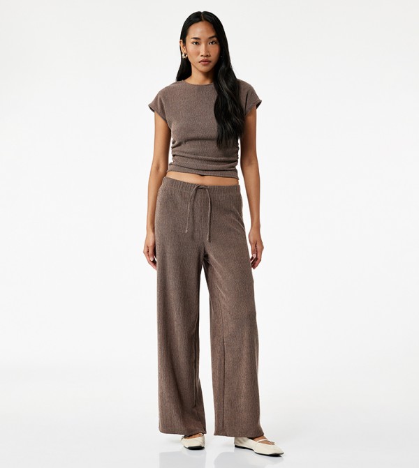 Drawstring Waist Wide Leg Pants