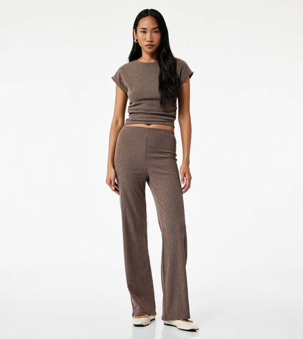 Textured Straight Fit Pants