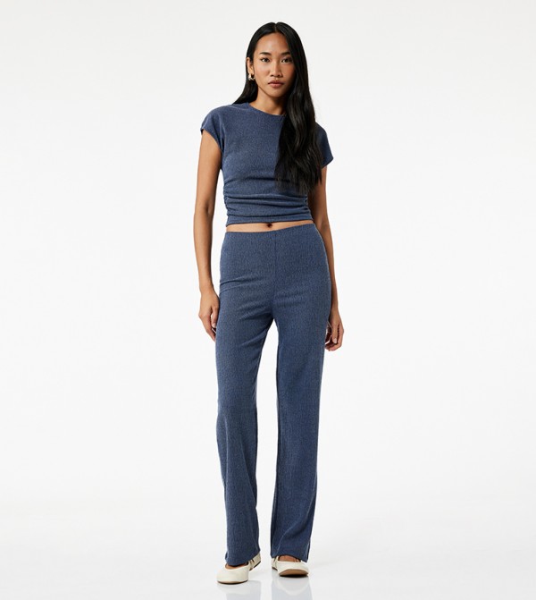 Textured Straight Fit Pants