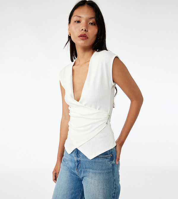Textured Wrap Top