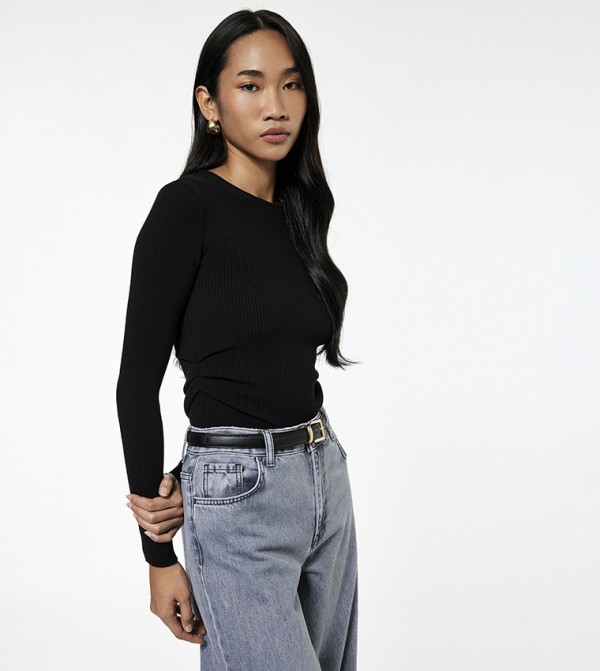 Ribbed Long Sleeves Knit Sweater