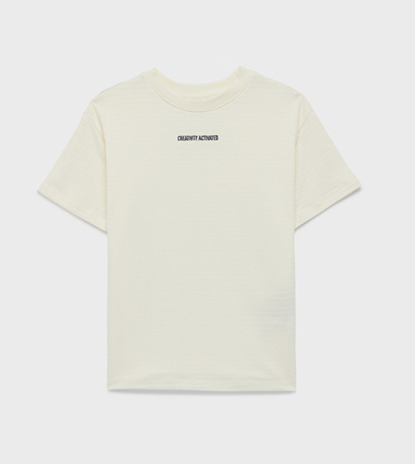 تيشيرت قطن أوفرسايز بطبعة بكم قصير