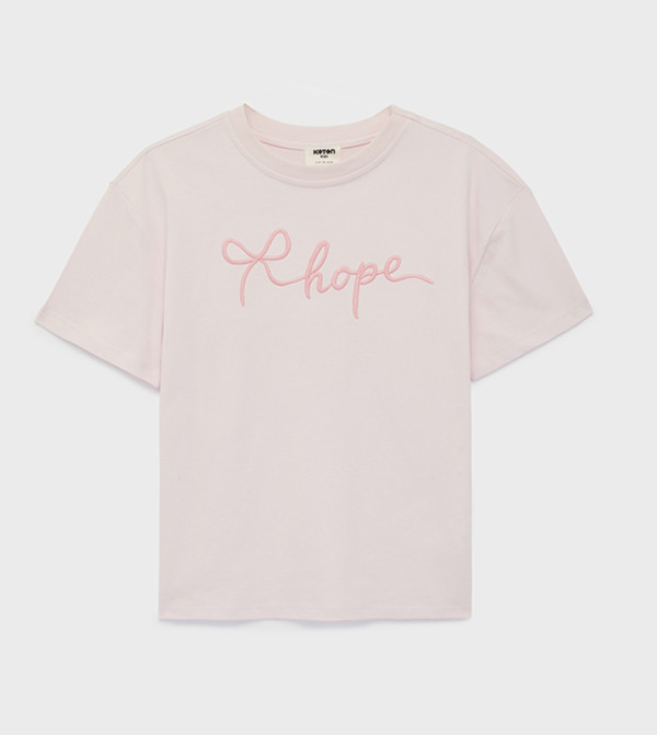 تيشيرت قطن مطرز بقبة مستديرة