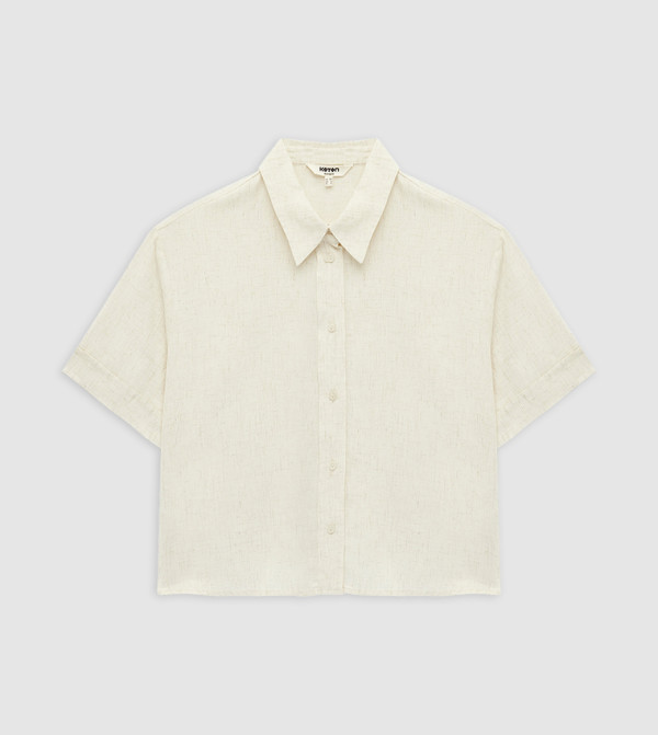 Short Sleeves Linen Blend Shirt