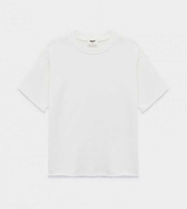 تيشيرت قطن أوفرسايز سادة بقبة مستديرة