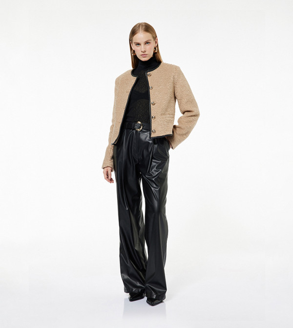 بنطال واسع جلد صناعي