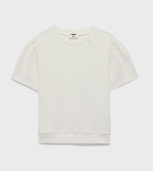 توب قطن كم قصير بقبة مستديرة 