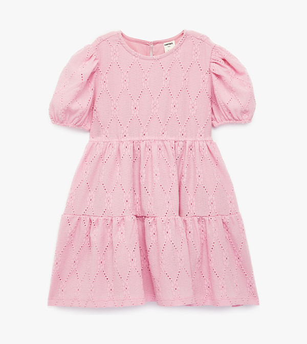 Textured Balloon Sleeves Dress