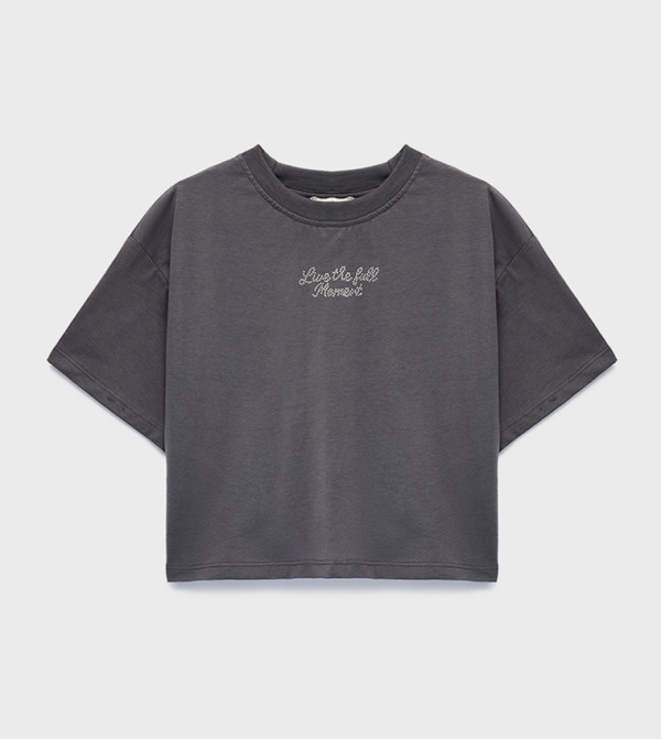 تيشيرت قطن بقبة مستديرة 