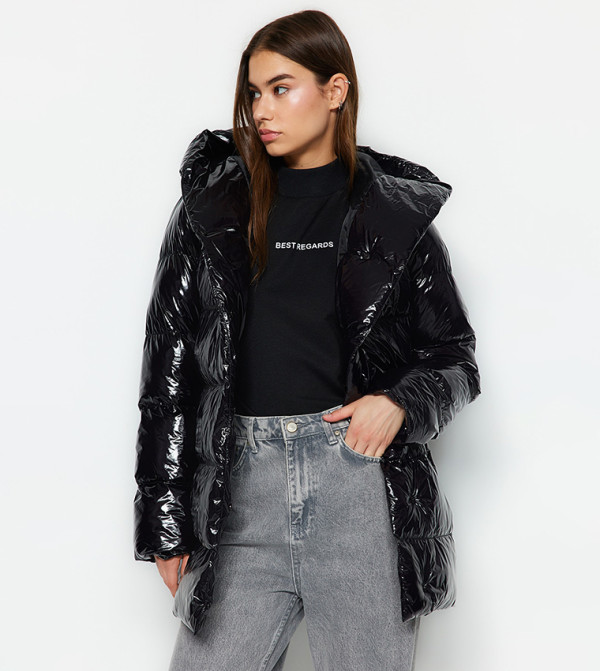 Gloss Black Puffer Jacket