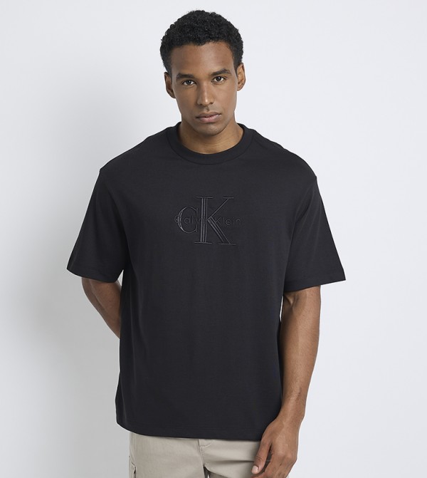 Monogram Embroidered Crew Neck T-Shirt