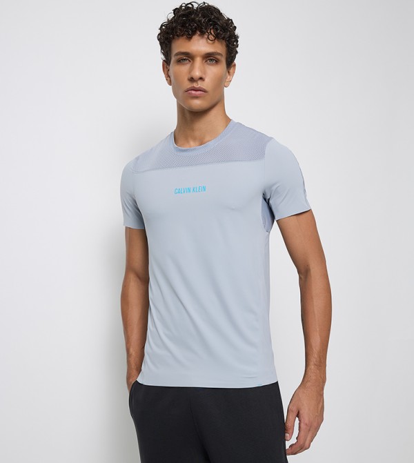 Logo Printed Mesh Detail T-Shirt
