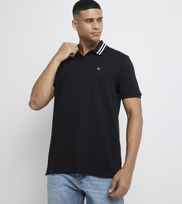 Monogram Detail Short Sleeves Polo T-Shirt