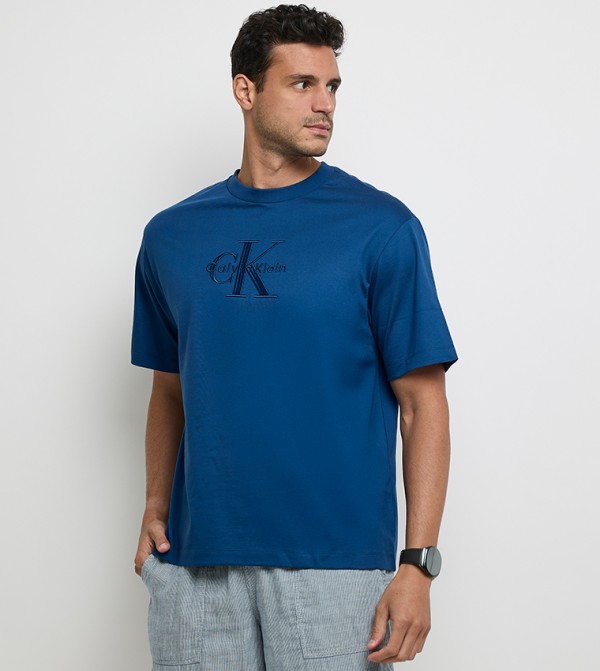 Logo Embroidered Crew Neck T-Shirt