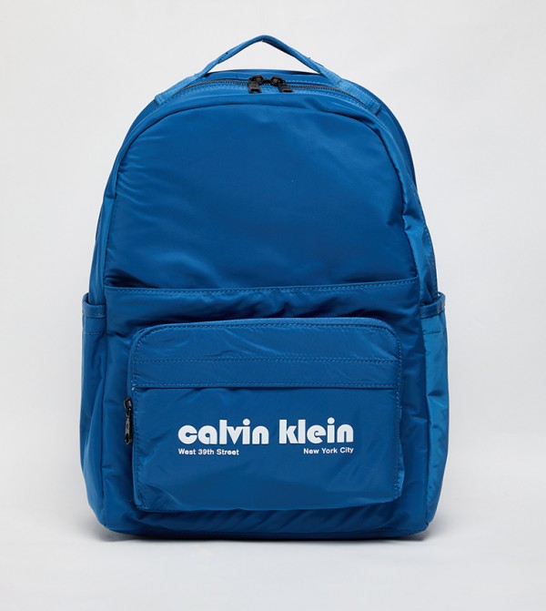 Logo Printed Zippered Backpack