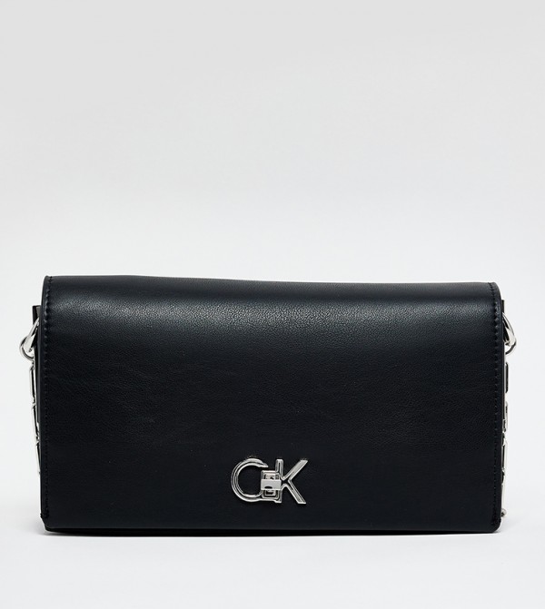 Monogram Detail Twist Lock Flap Crossbody Bag