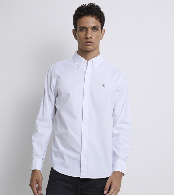 Monogram Detail Button-Down Collar Shirt